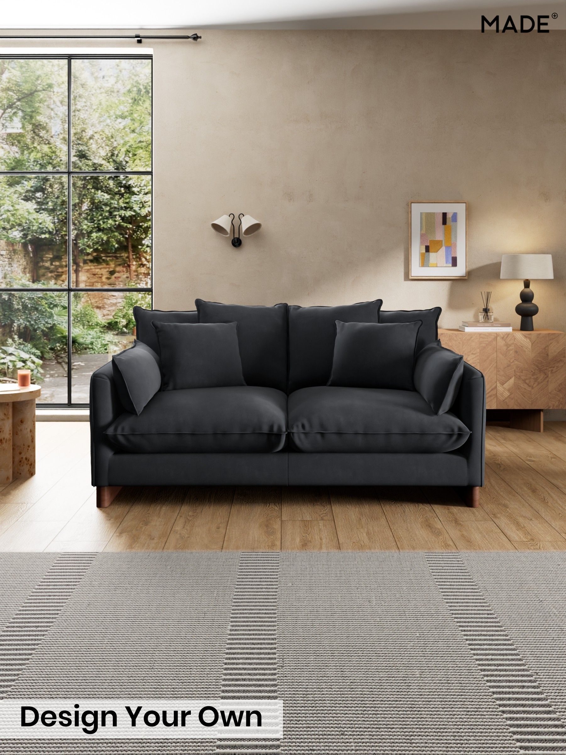 Matt Velvet Easy Clean/Charcoal Grey - Whitby Scatter Back By Made