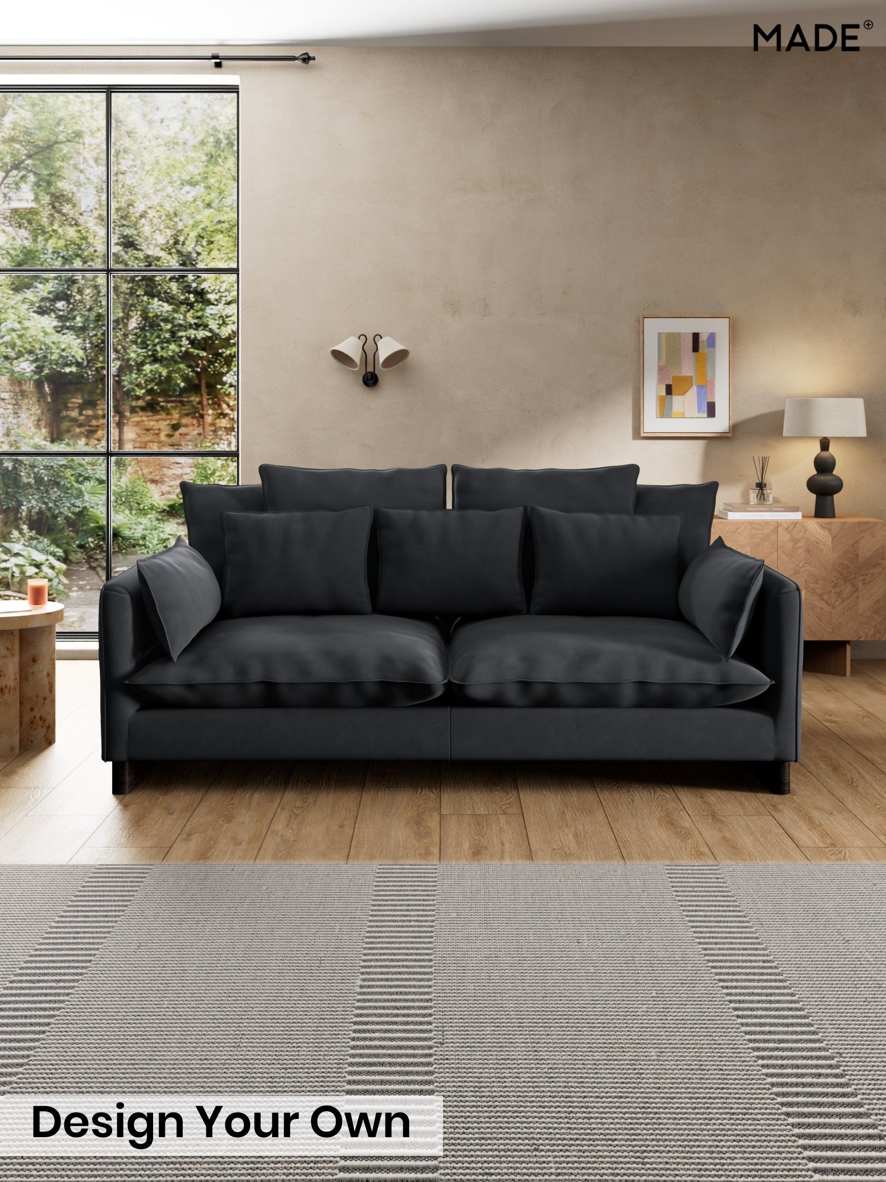 Matt Velvet Easy Clean/Charcoal Grey - Whitby Scatter Back By Made