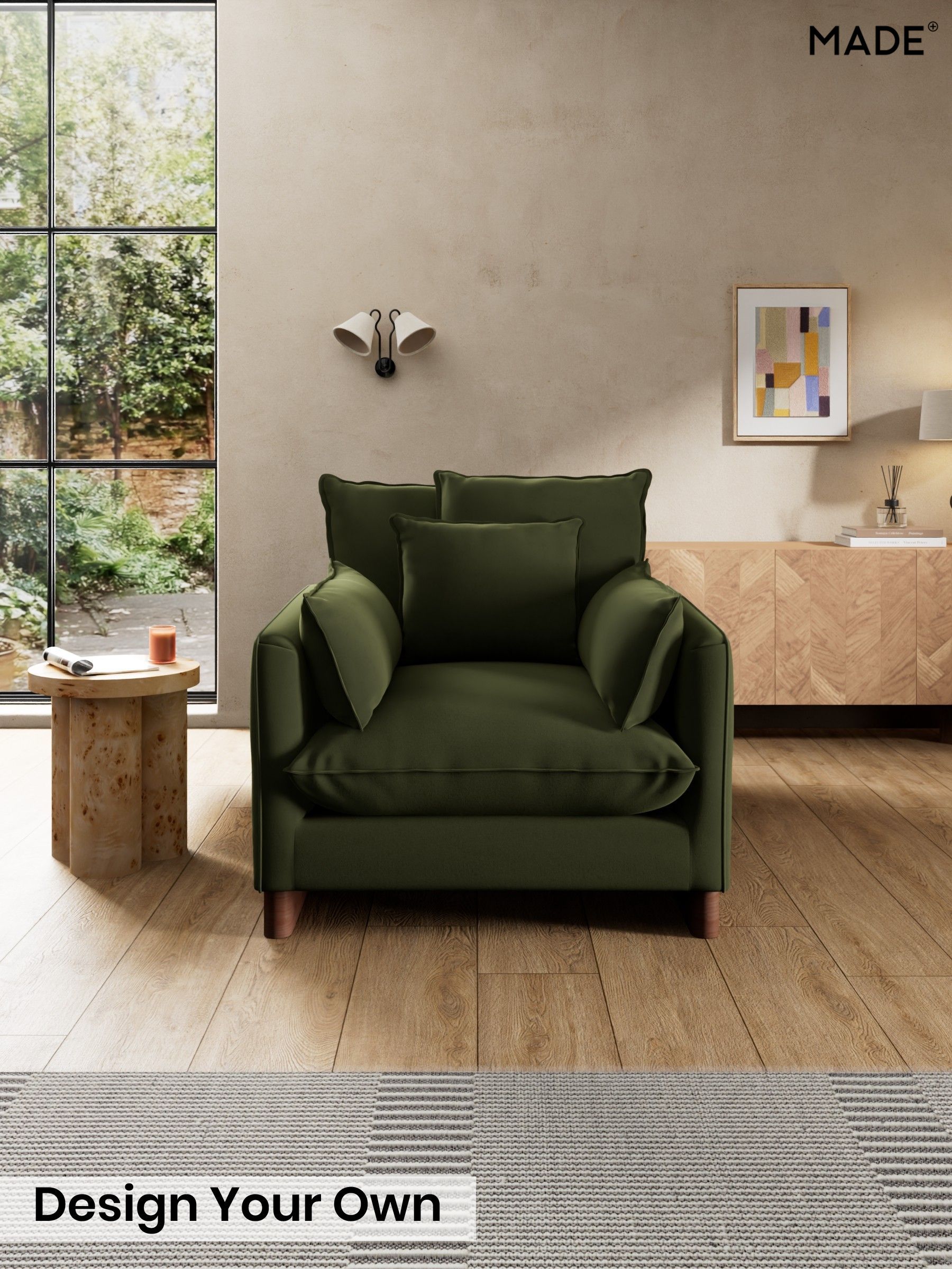 Matt Velvet Easy Clean/Deep Olive Green - Whitby Scatter Back By Made