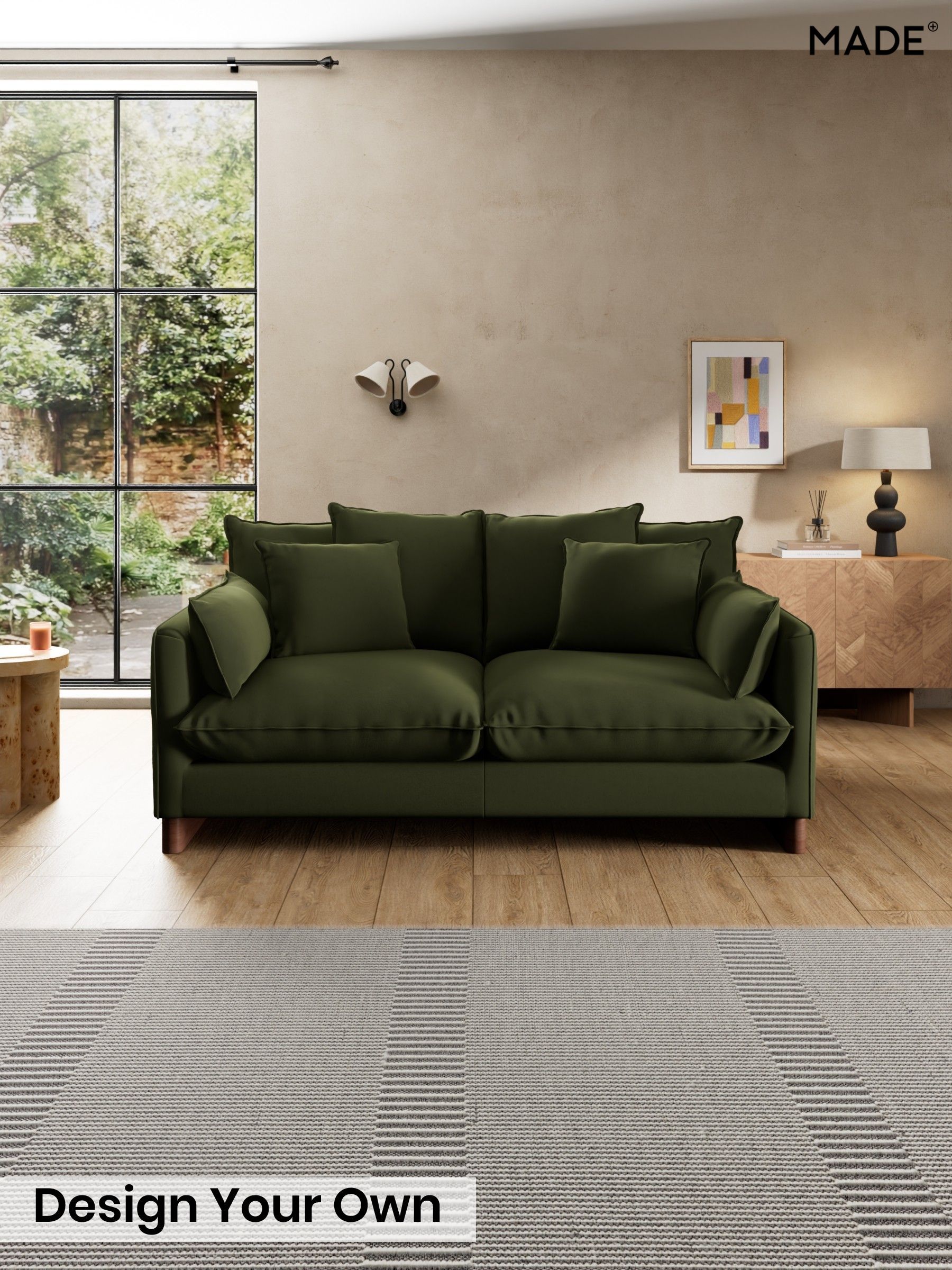 Matt Velvet Easy Clean/Deep Olive Green - Whitby Scatter Back By Made