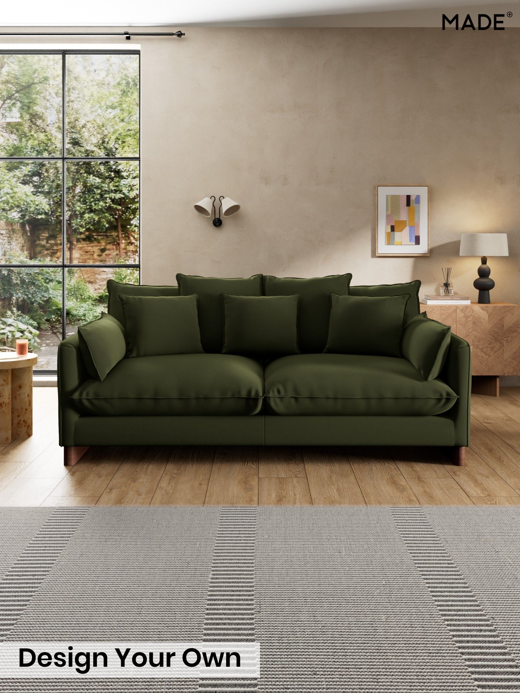 Matt Velvet Easy Clean/Deep Olive Green - Whitby Scatter Back By Made