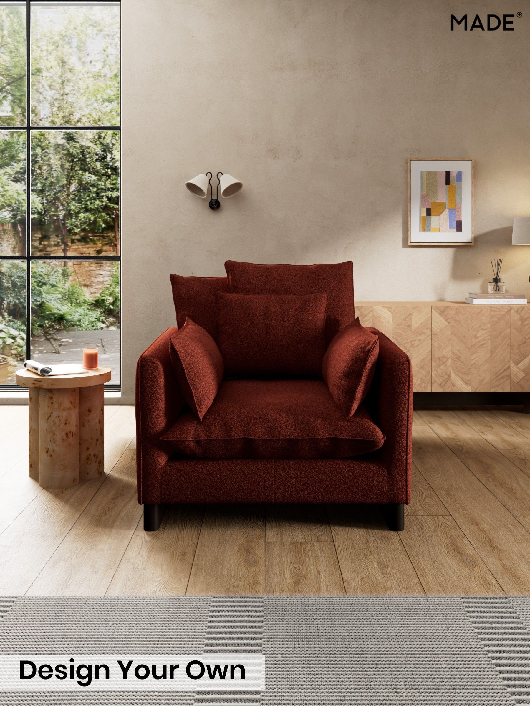 Soft Touch Boucle/Rust Orange - Whitby Scatter Back By Made