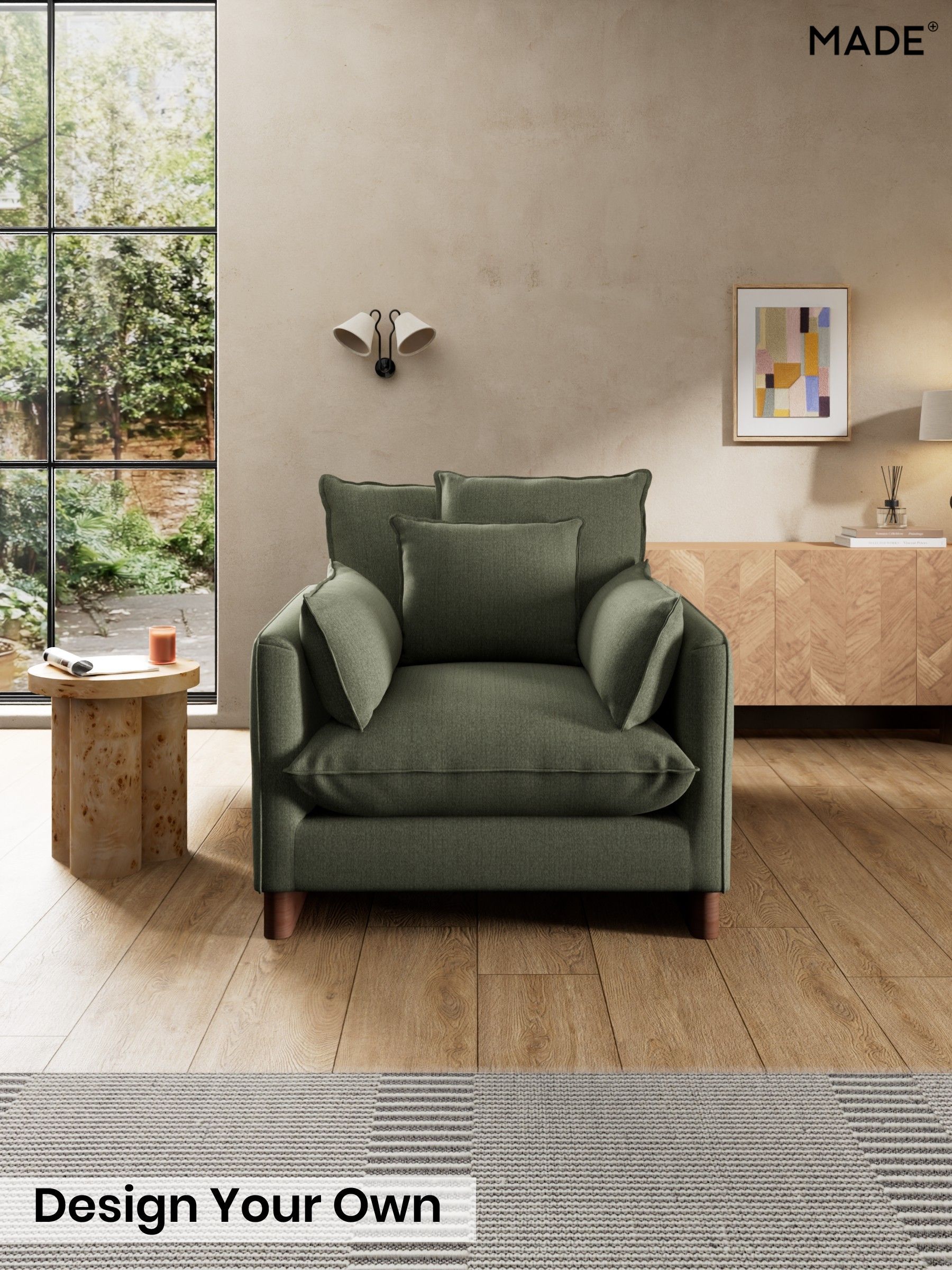 Textured Slub Weave/Soft Olive Green - Whitby Scatter Back By Made