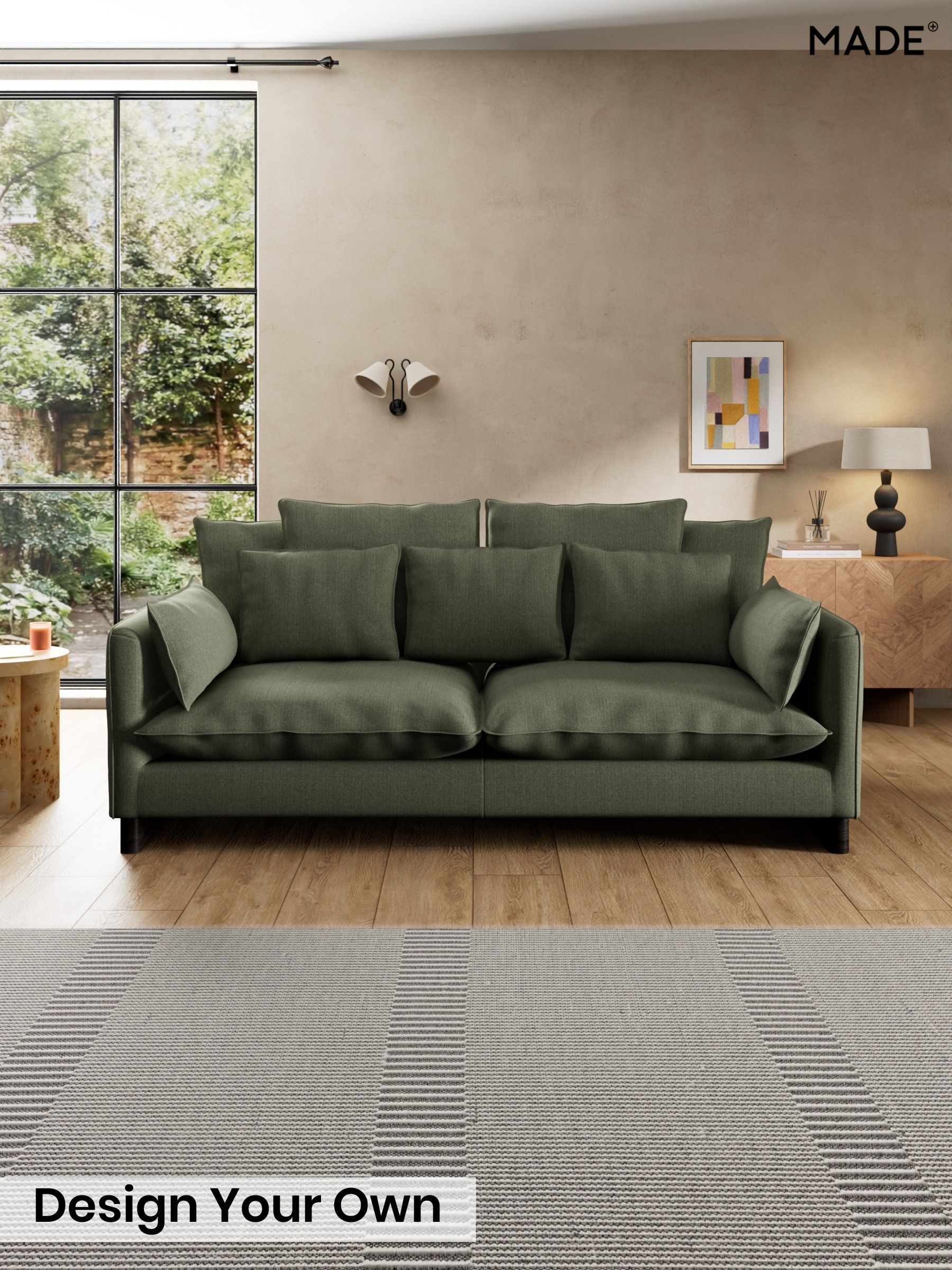 Textured Slub Weave/Soft Olive Green - Whitby Scatter Back By Made