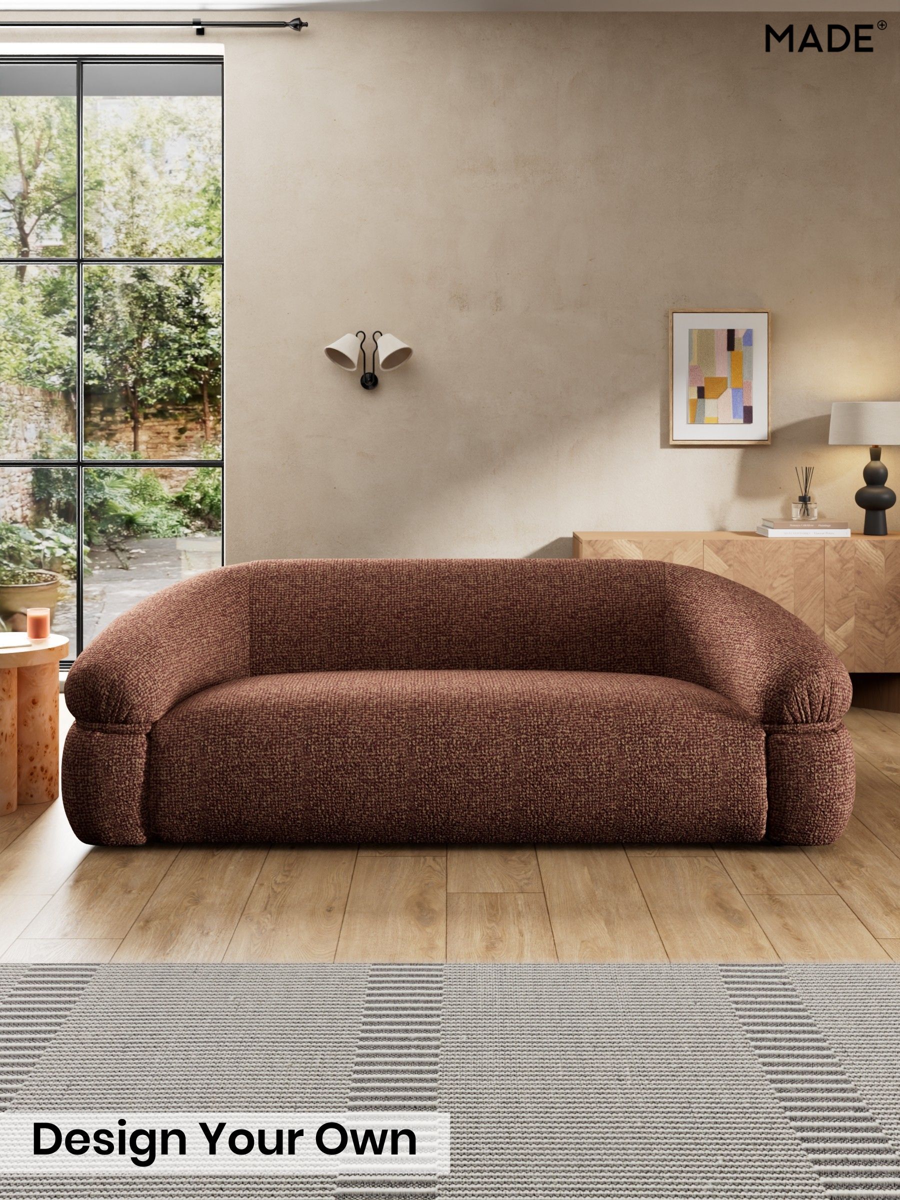 Tonal Boucle/Maroon Red and Light Caramel - Soma By Made