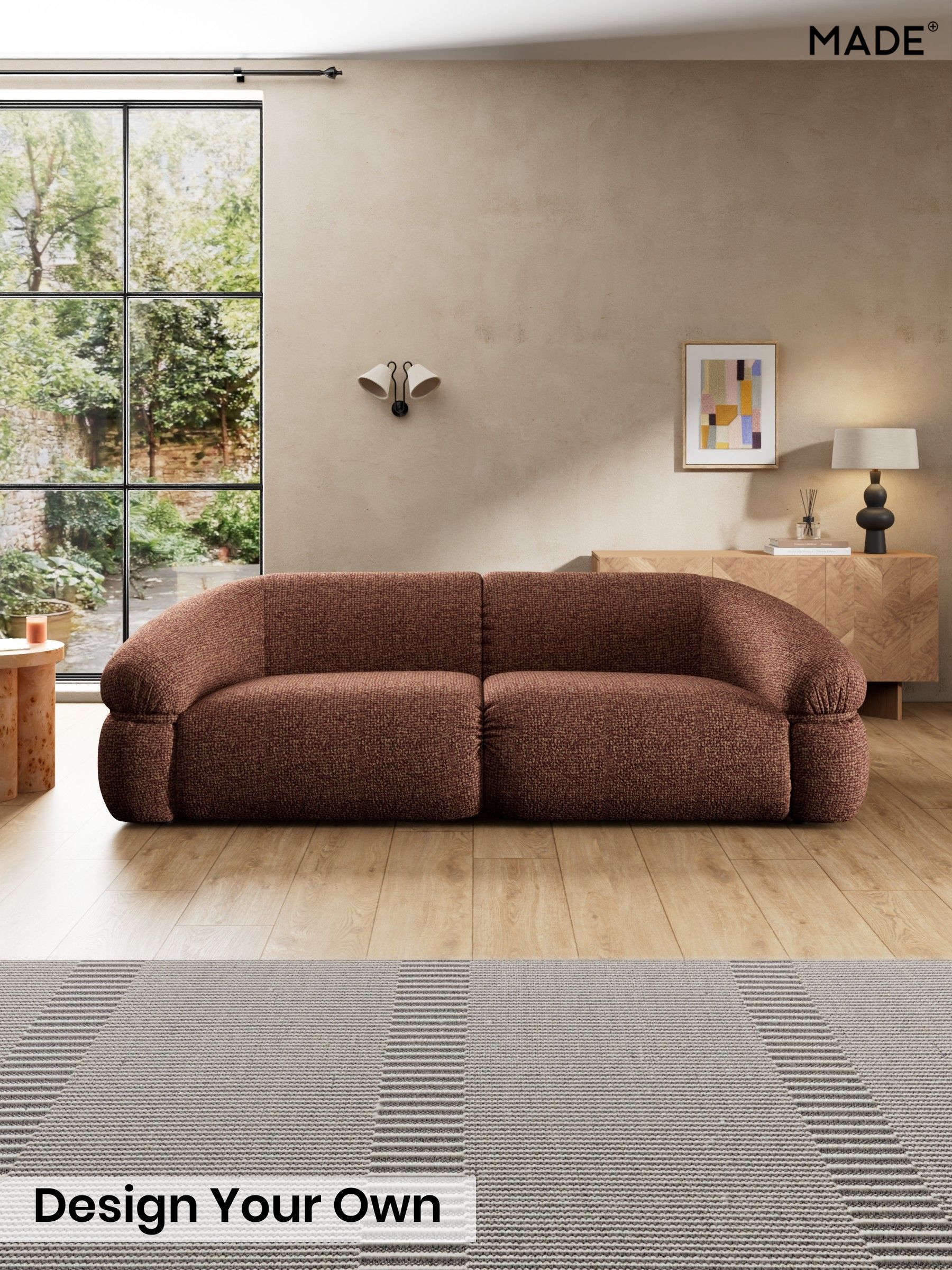 Tonal Boucle/Maroon Red and Light Caramel - Soma By Made