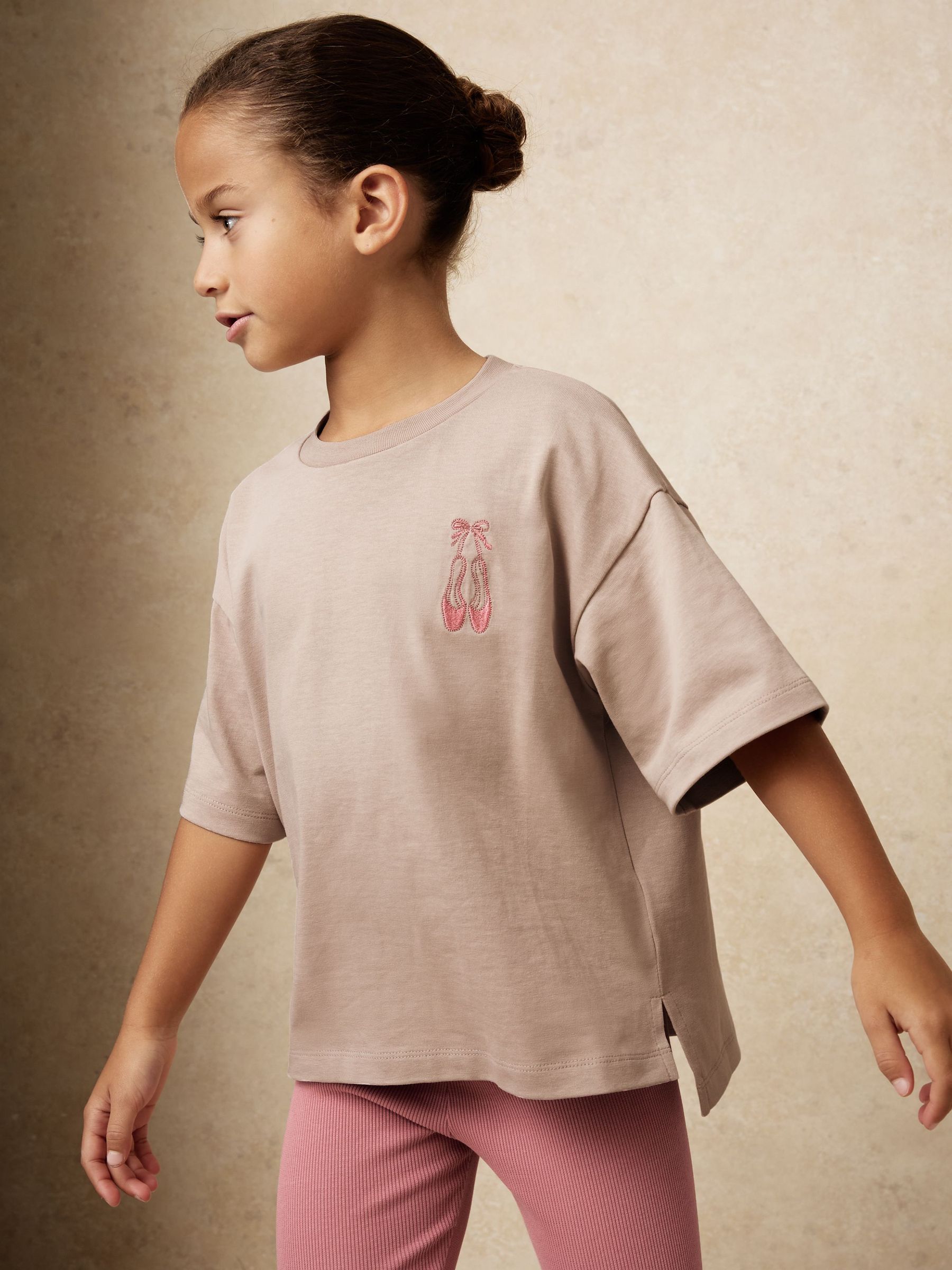 3-9 yrs Ballet-Embroidery Top and Leggings Set in Pink (H93757) | £30