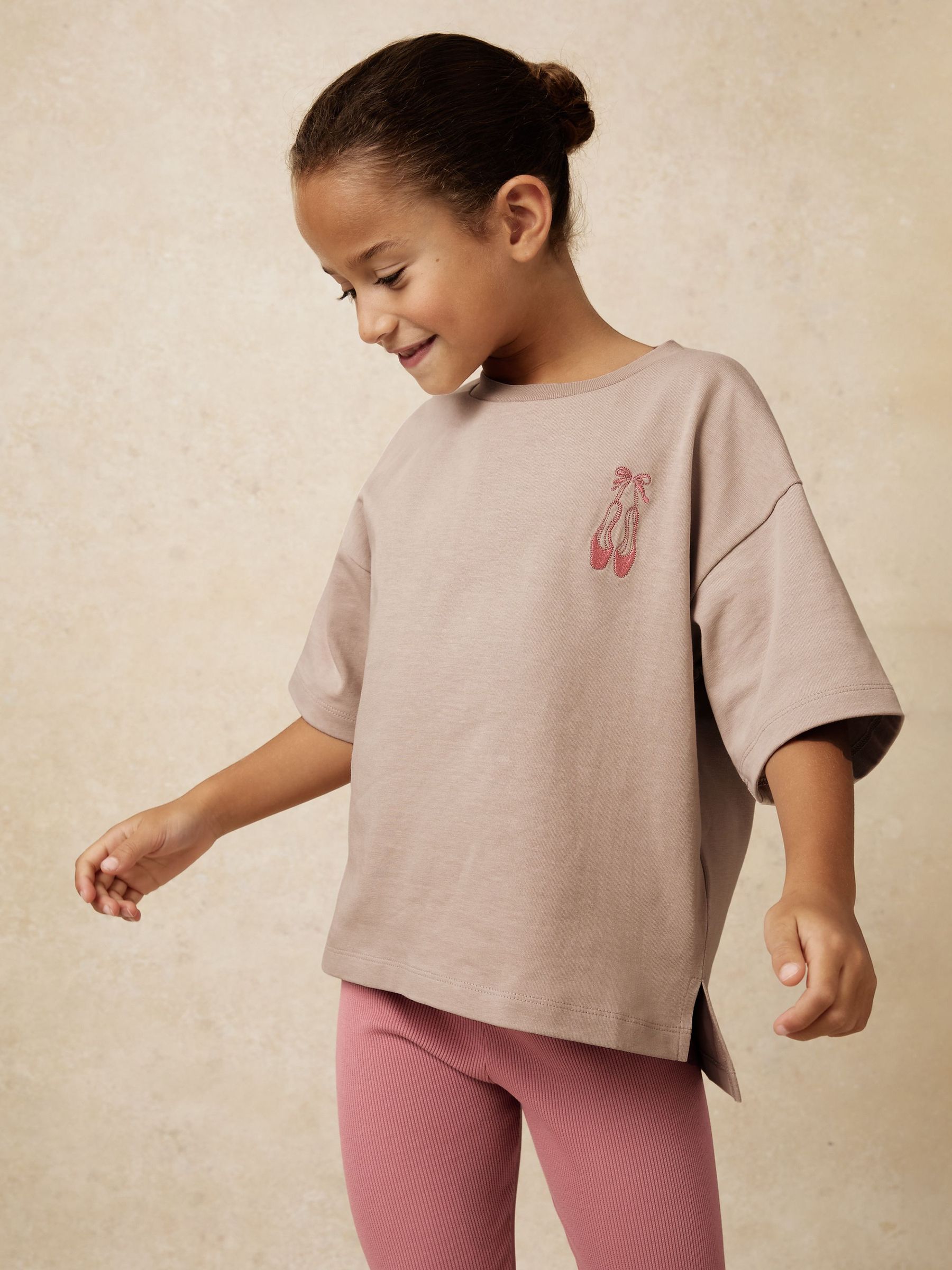 9-13 yrs Ballet-Embroidery Top and Leggings Set in Pink (H93767) | £35