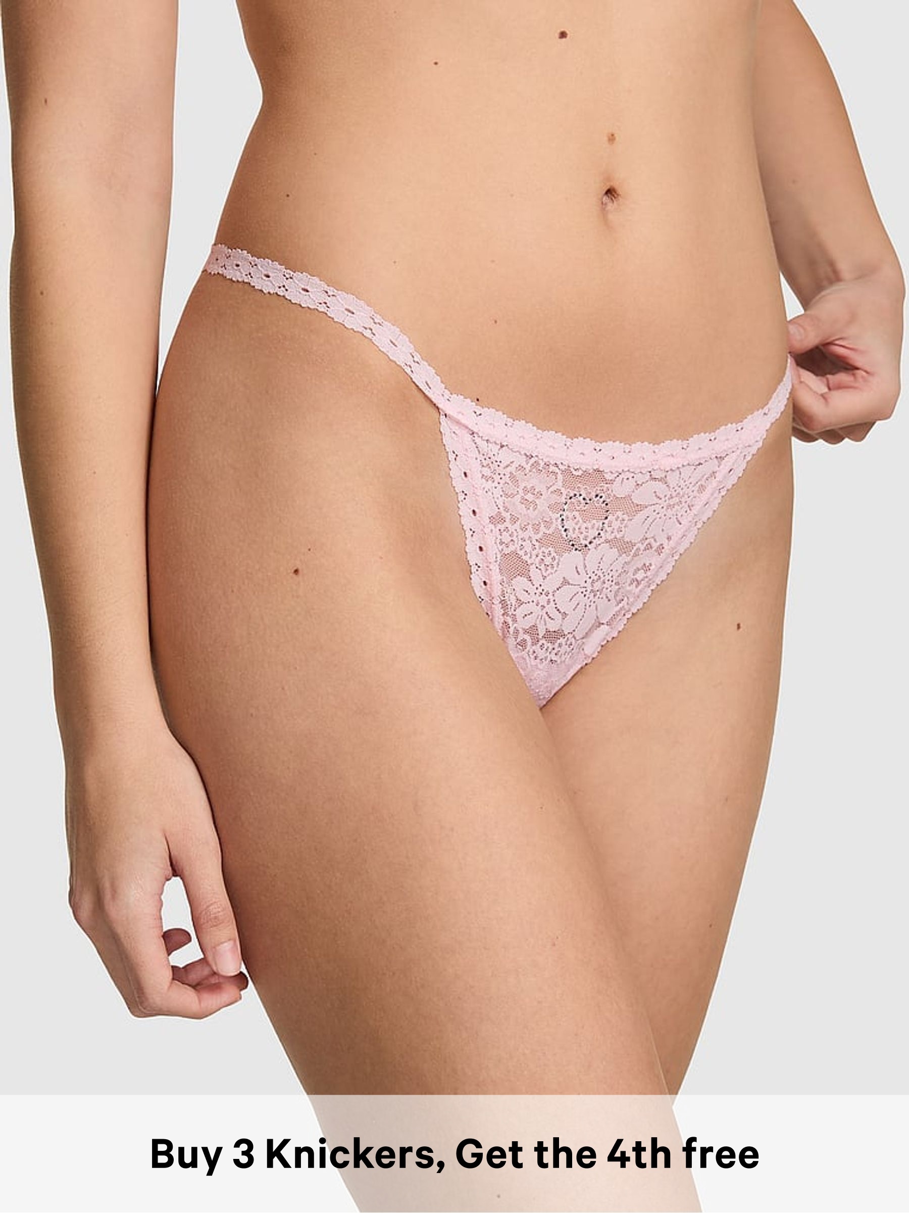 Pink Tulip G-String Floral Lace Knickers (H94163) | £10