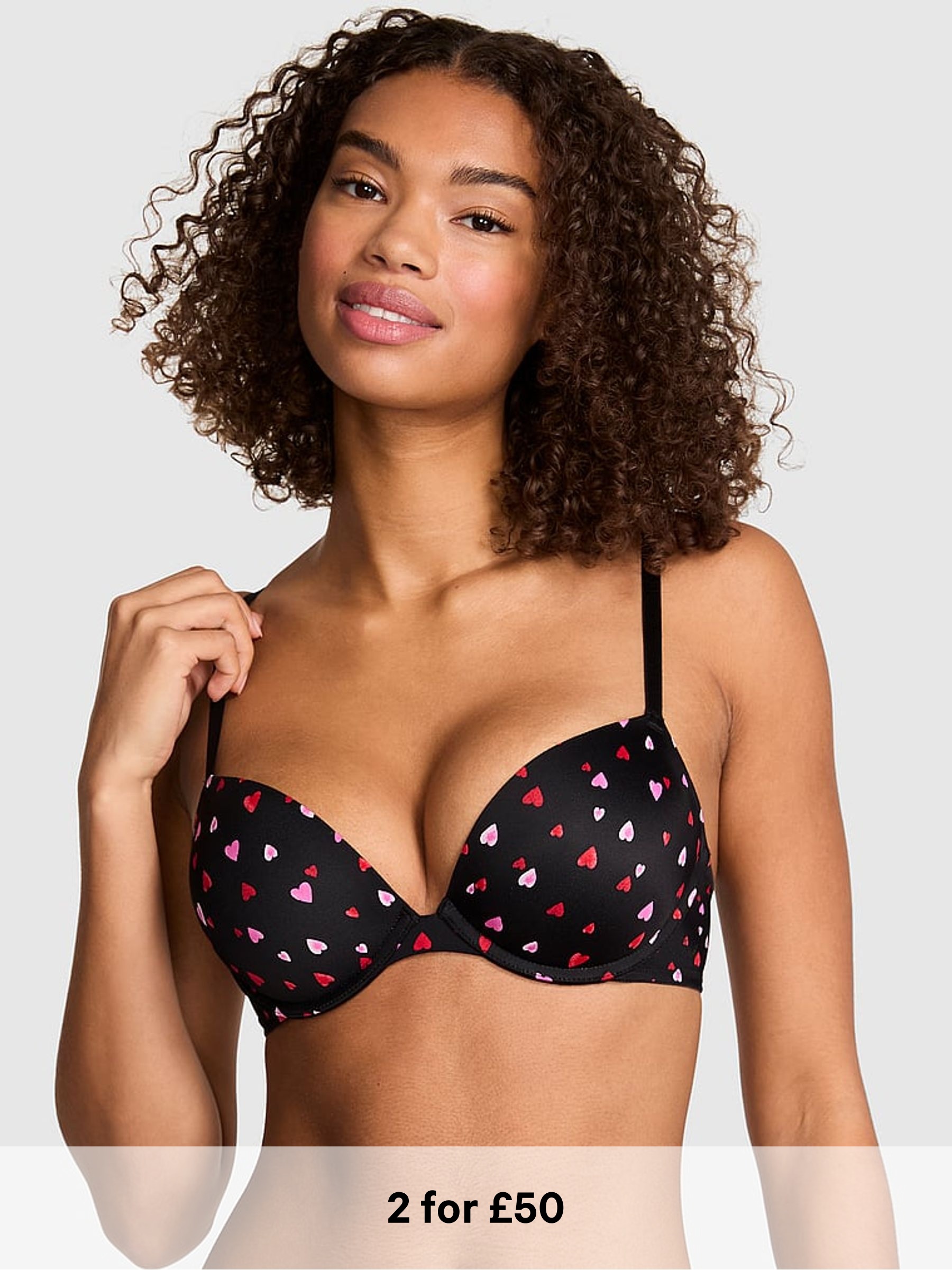 Black Heart Print Super Push Up Bra (H94730) | £30