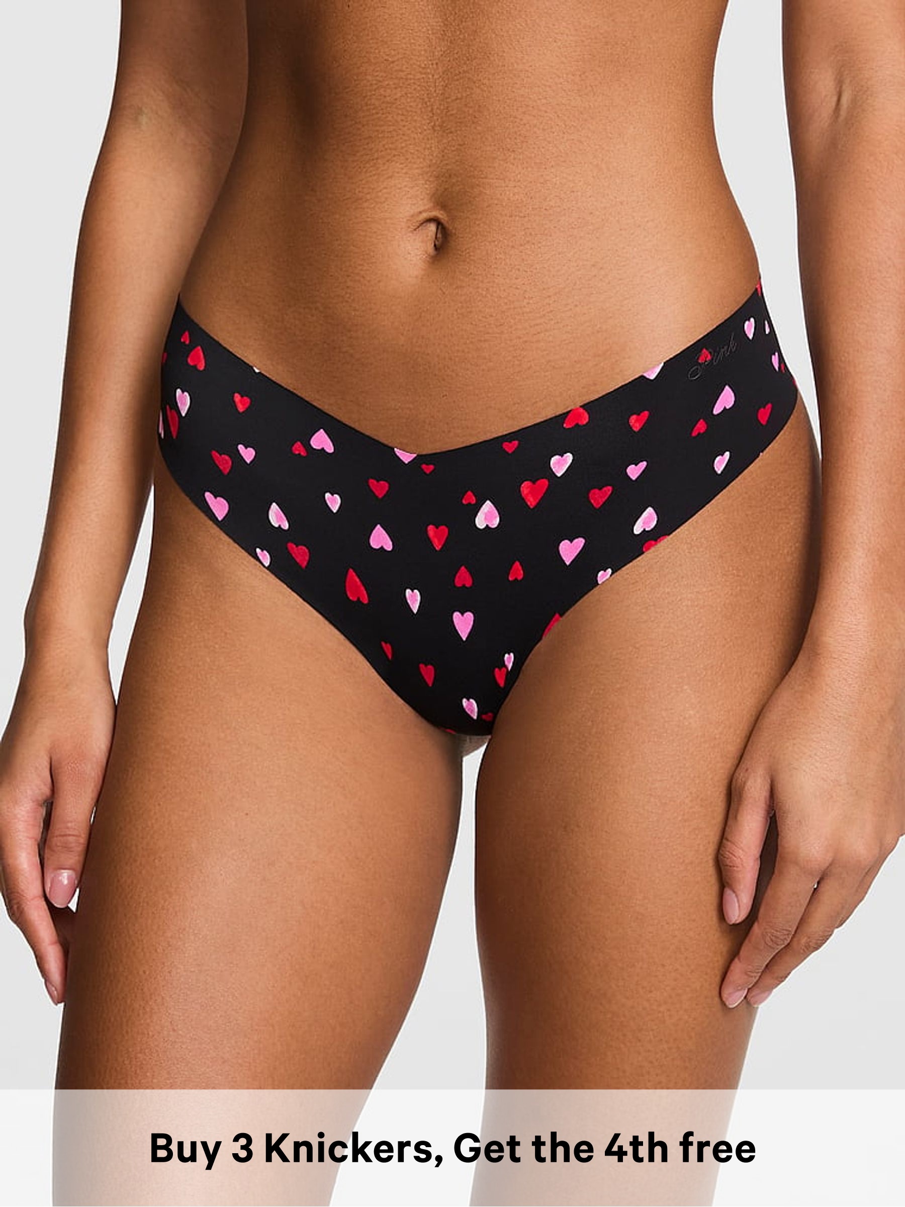 Black Heart Print Thong No Show Knickers (H94749) | £10