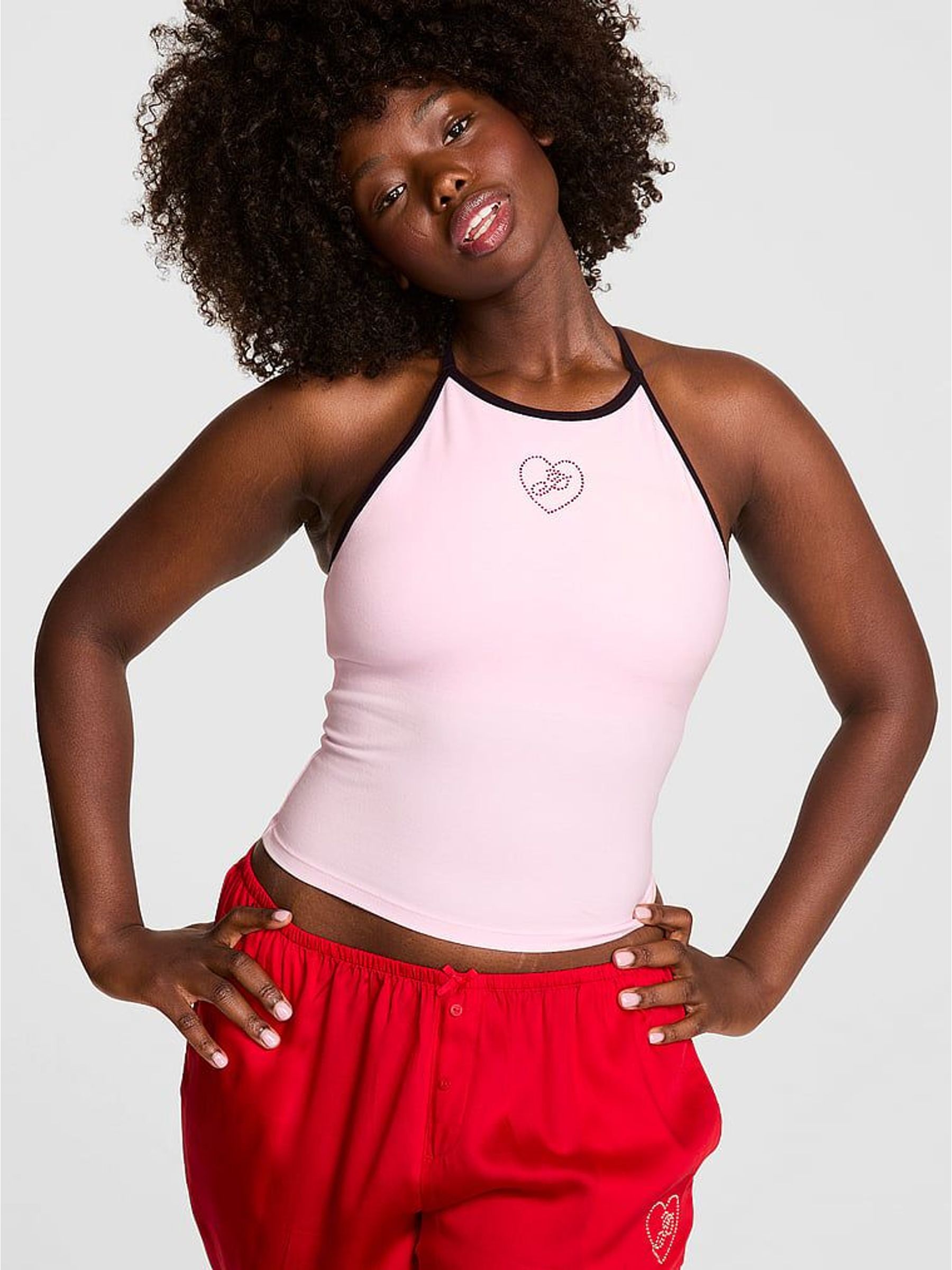 Pink Tulip Cotton Halter Bra Top (H94757) | £30