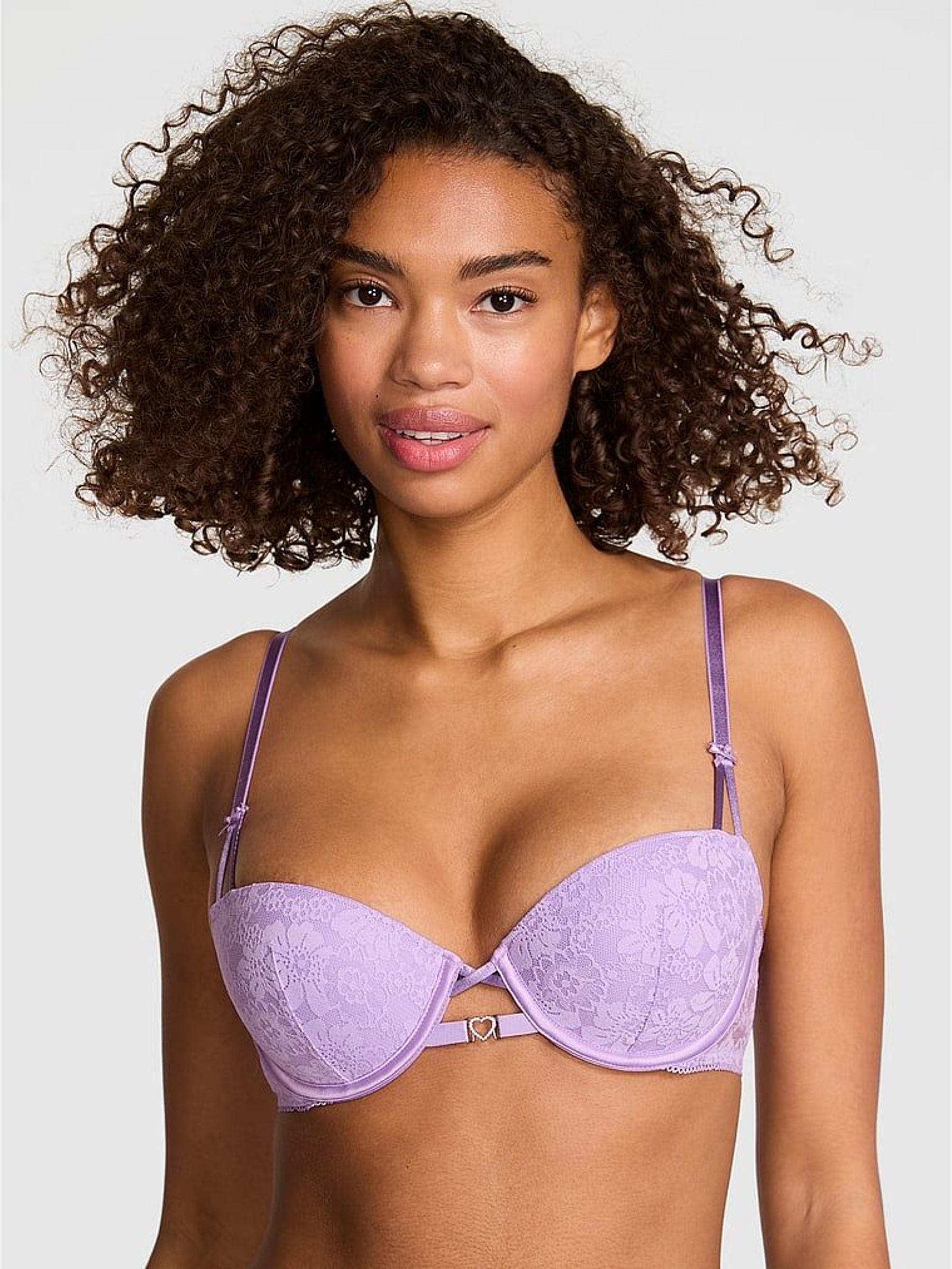 Purple Aster Push Up Pad Balcony Valentine's Charm Lace Bra (H94778) | £36