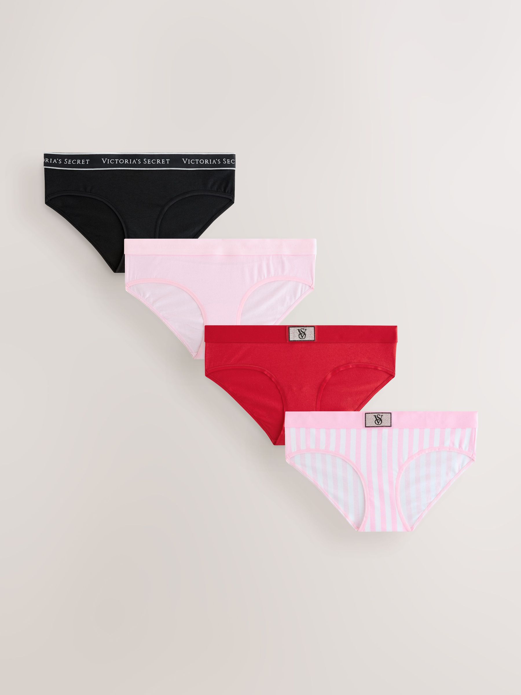 Black/Pink/Red/Shine Hipster Logo 4 Pack Knickers (H96074) | £26