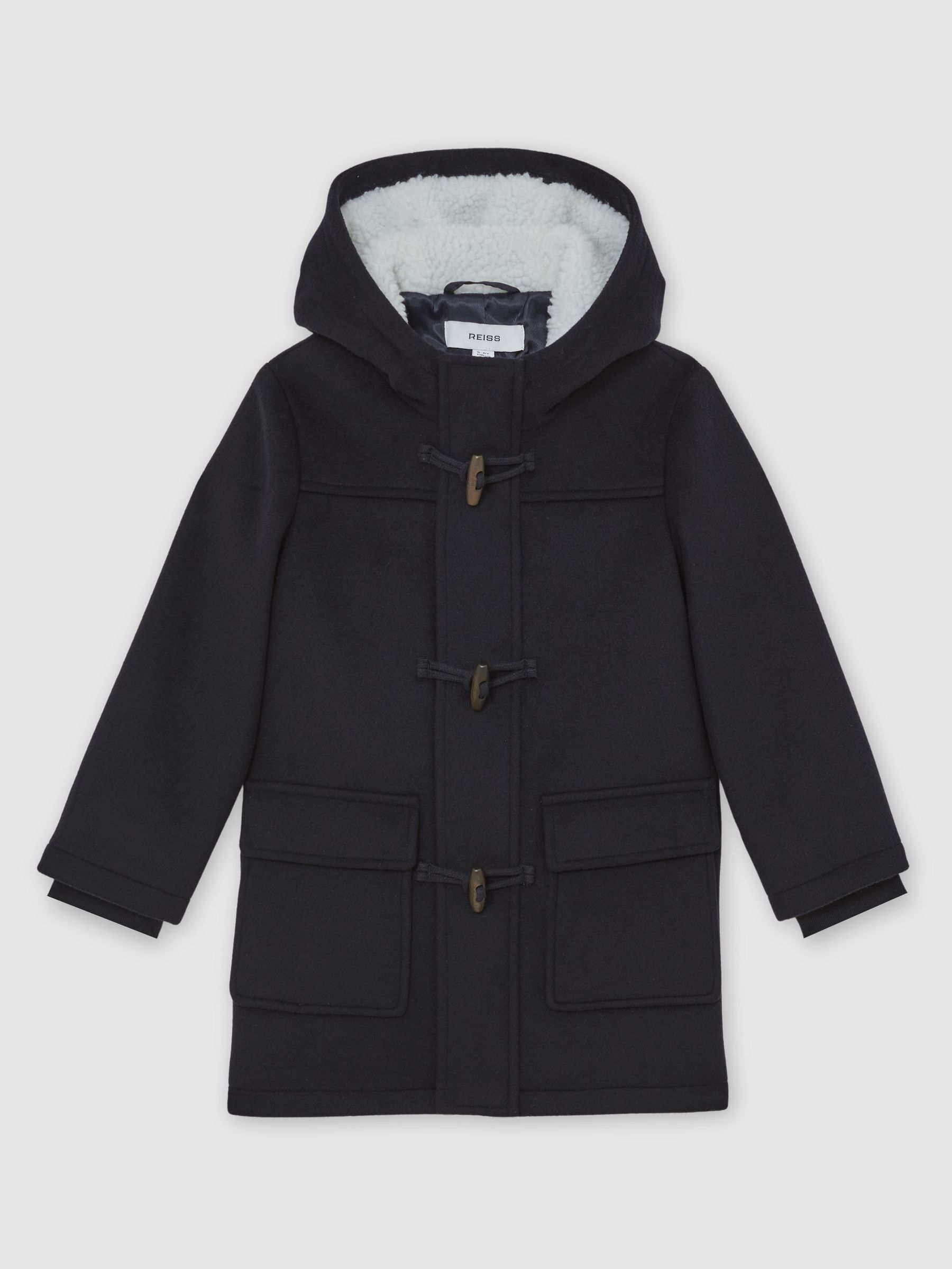 13-14 yrs Wool-Blend Hooded Duffle Coat in Navy Blue (H97285) | £138
