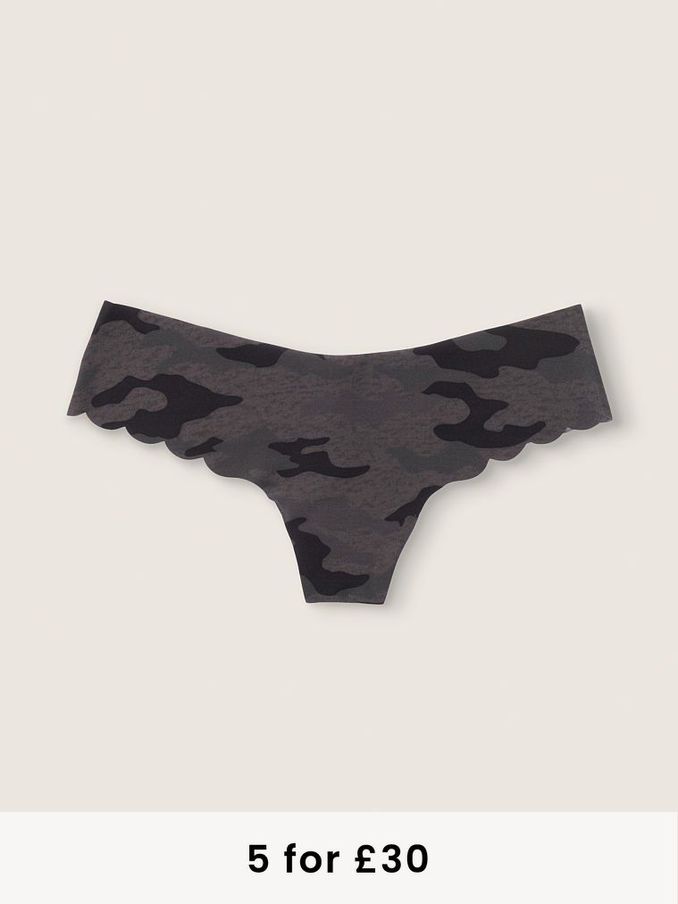 Pure Black Camo No Show Thong (J42627) | £3