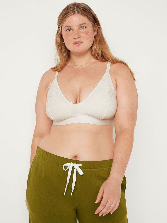 Coconut White Fuller Cup Lace Unlined Triangle Bralette (K01895) | £14