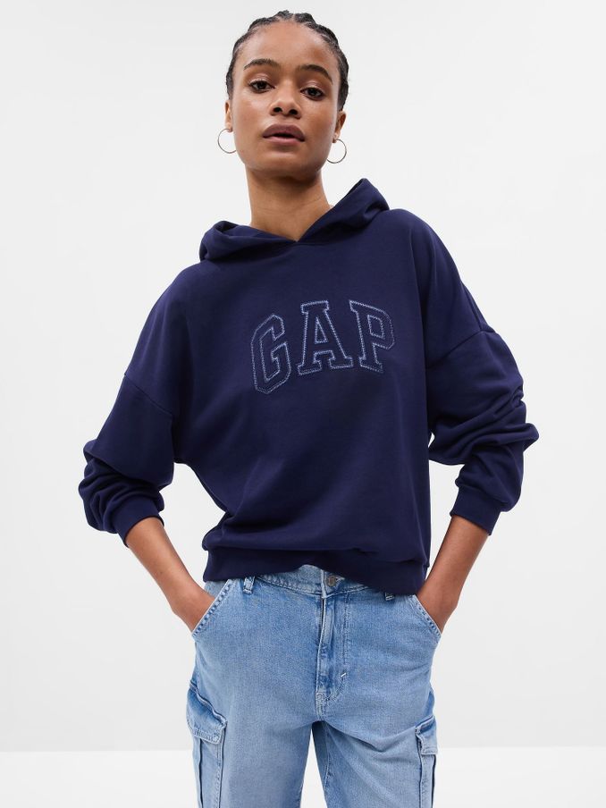 Blue Vintage Soft Arch Logo Long Sleeve Hoodie (K01920) | £26