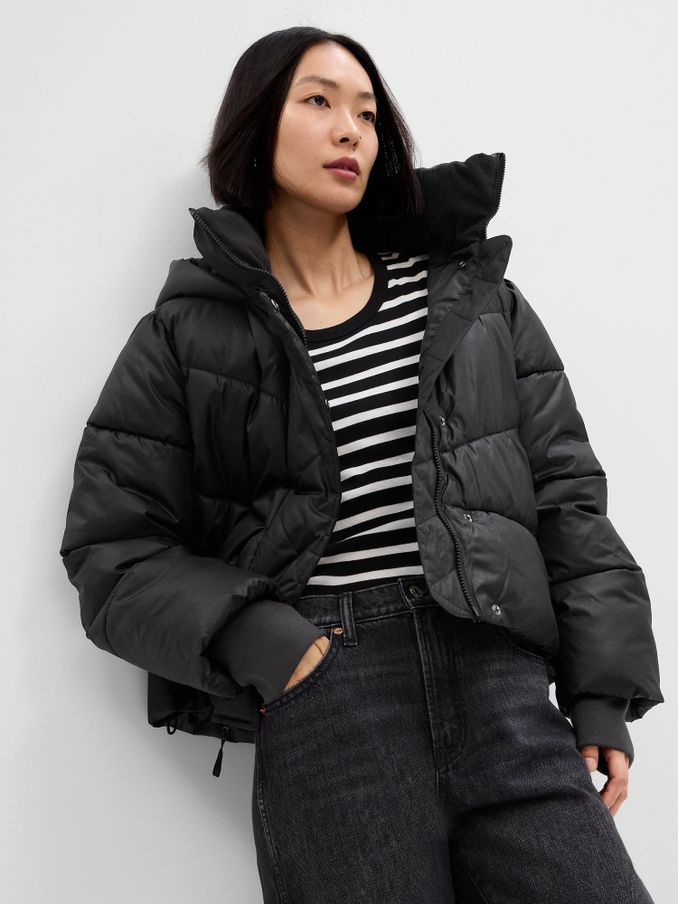 Black Cropped ColdControl Max Puffer Coat (K01947) | £52