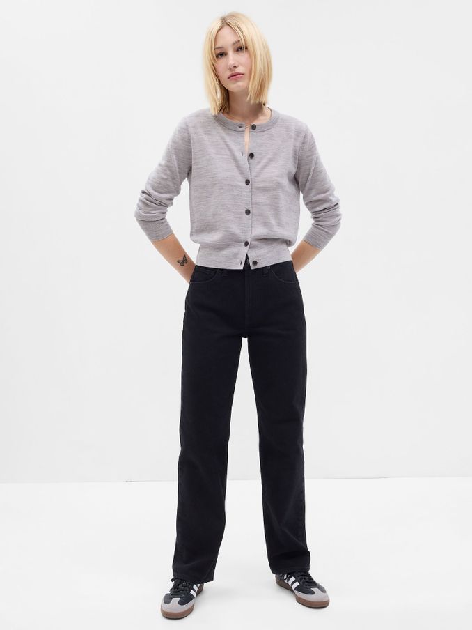 Grey Merino Wool Cardigan (K02429) | £24