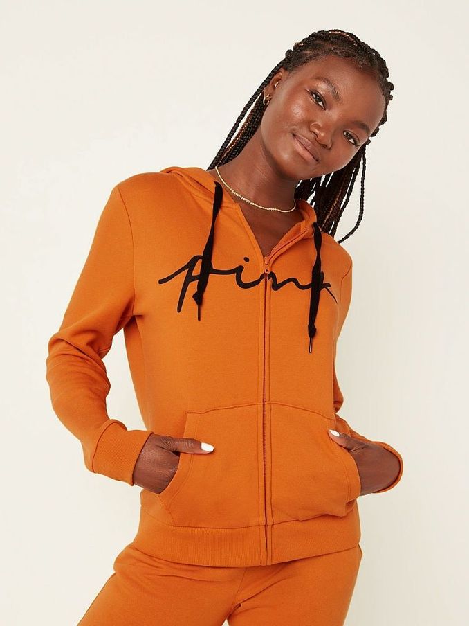 Smokey Orange Fleece Zip Up Perfect Hoodie (K02791) | £20