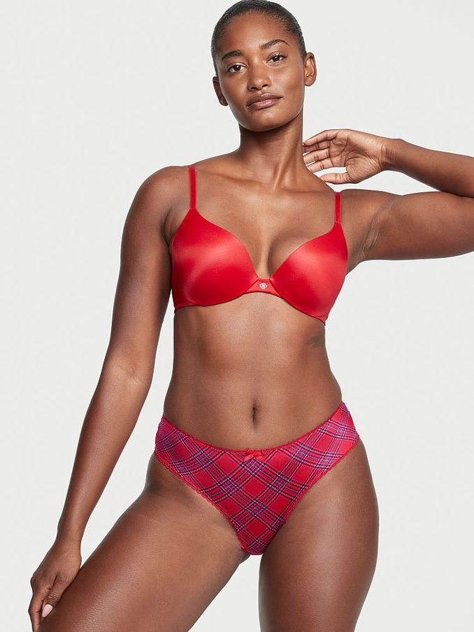 Red Plaid Very Sexy Satin Bow Cutout Open Back Knickers (K06137) | £5