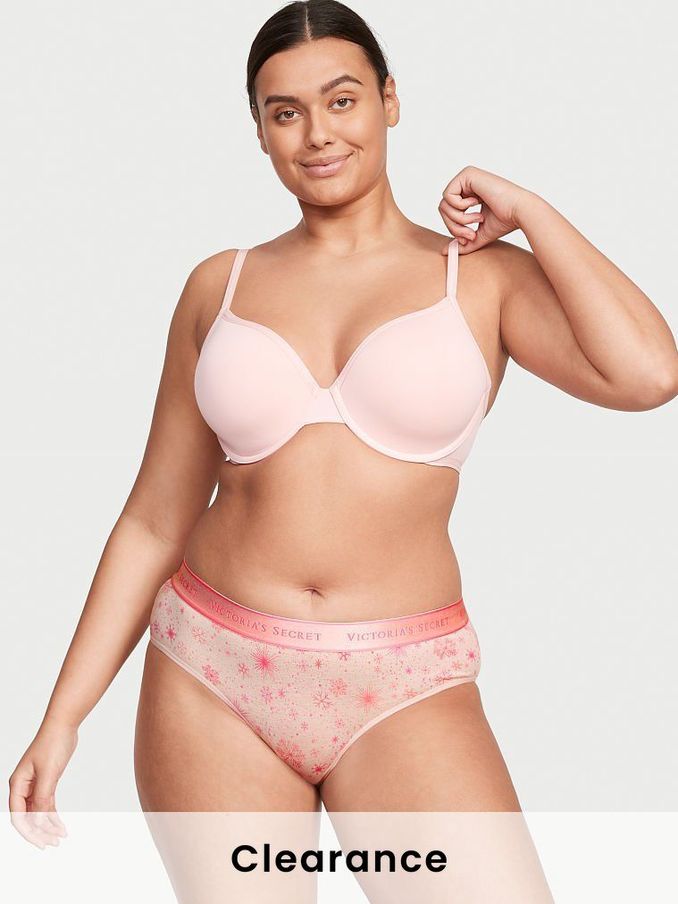 Pink Fizz Ombre Snowflakes Logo Cotton Hiphugger Panty (K06178) | £3