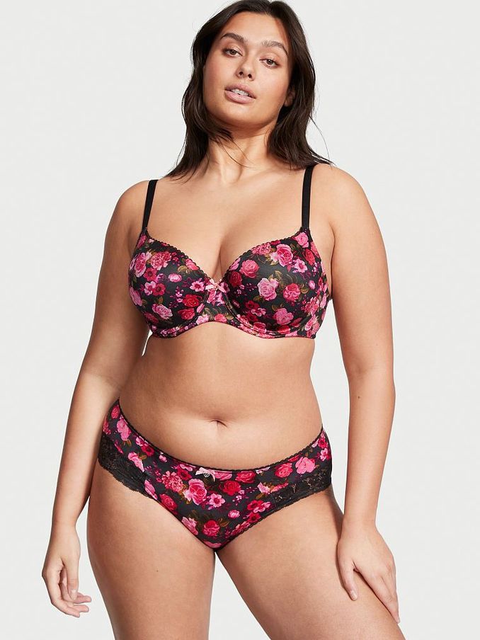 Black Rose Lace Trim Hiphugger Panty (K06449) | £6