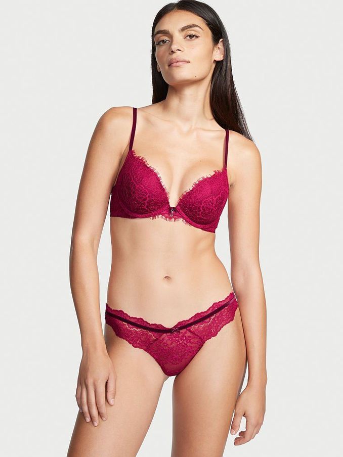 Claret Red Lace Thong Knickers (K07062) | £5