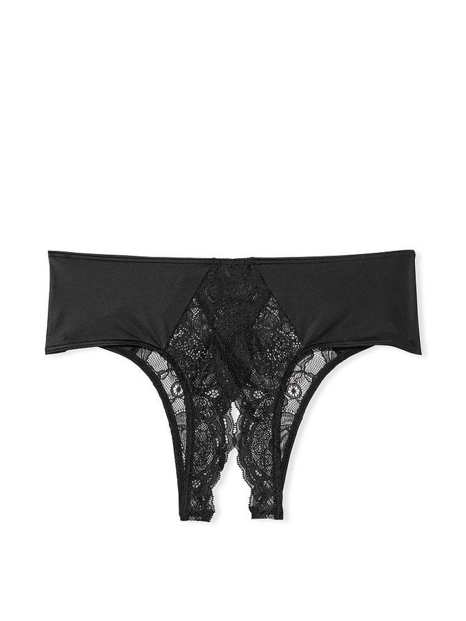 Black Micro Lace Crotchless Cheeky Joggery (K07110) | £7