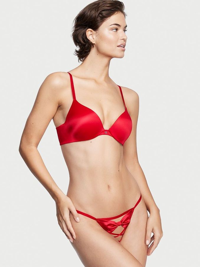 Lipstick Red Very Sexy Bow Lace Up G String Knickers (K07148) | £5