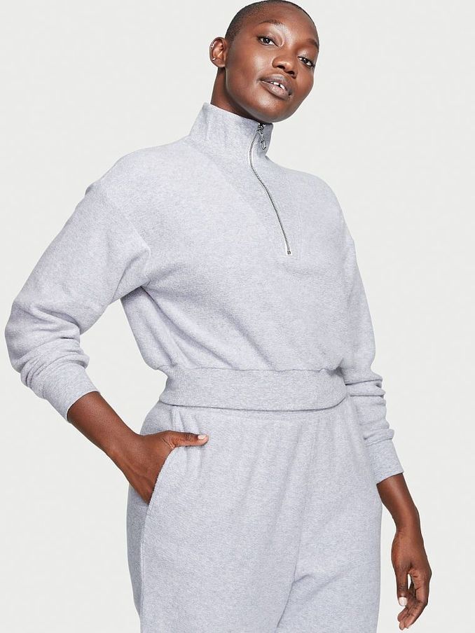 Medum Heather Grey Half Zip High Neck Lounge Sweatshirt (K07195) | £22