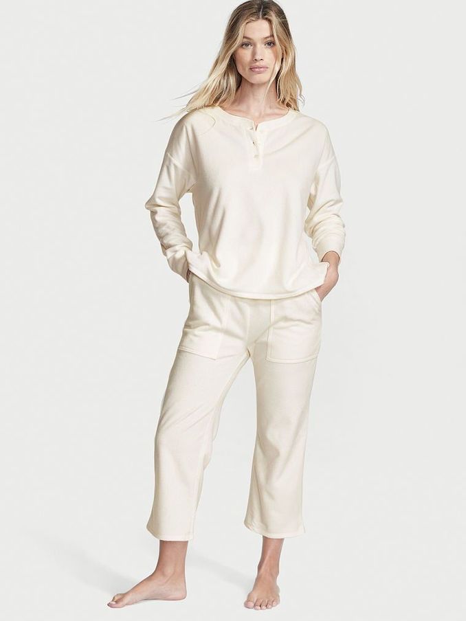 Nude Cozy Fleece Henley Long Pyjama Set (K07196) | £15