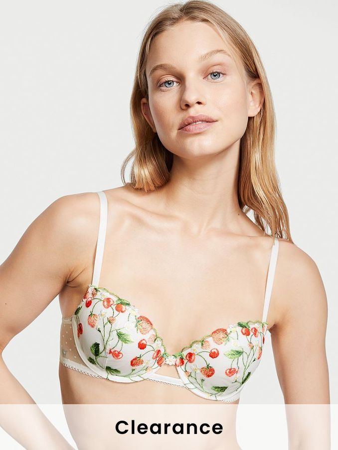 Coconut White Embroidered Lightly Lined Demi Bra (K08312) | £19