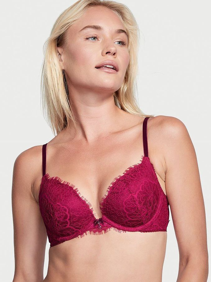 Claret Red Lace Push Up Bra (K08568) | £20