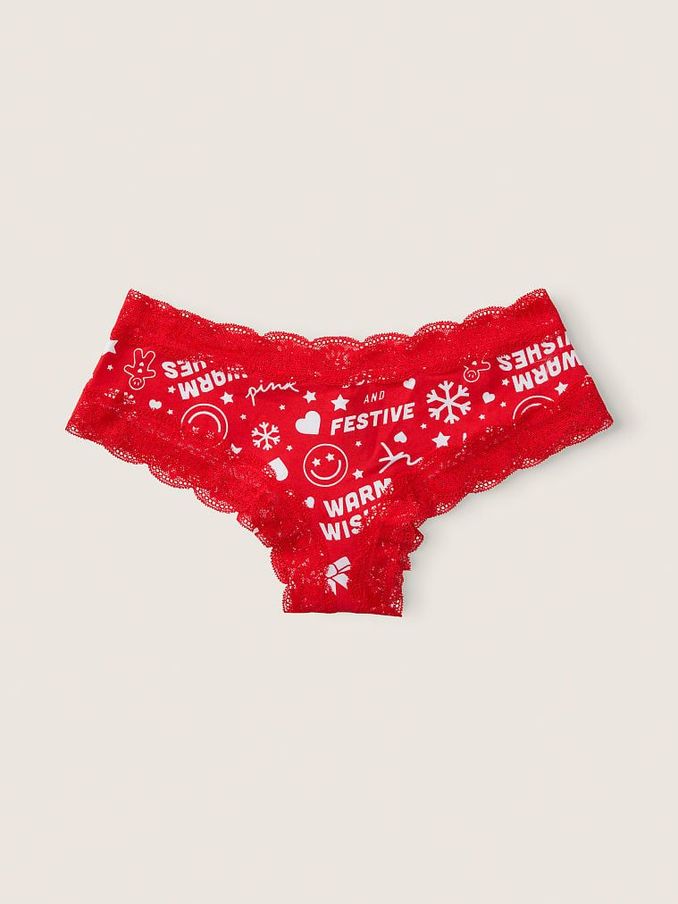 Red Holiday Lace Trim Cheeky Knickers (K09794) | £4