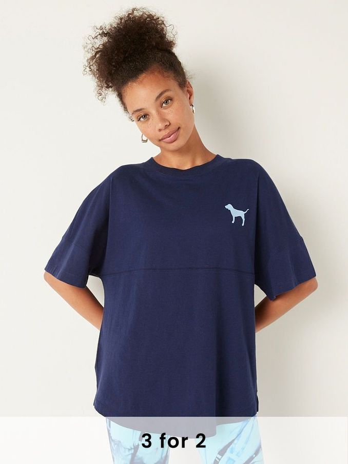 Ensign Tie Dye Logo Shine Oversized Short Sleeve T-Shirt (K09816) | £10
