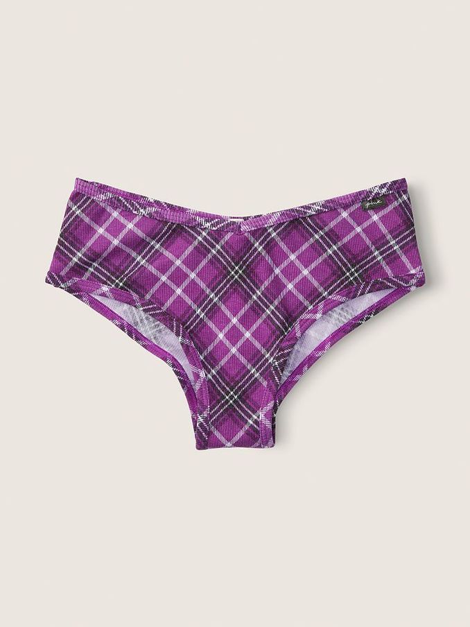 Purple Plaid Cotton Cheeky Knickers (K09865) | £3