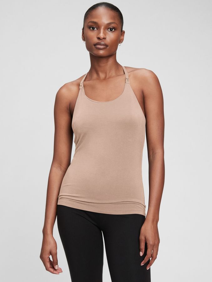 Beige Maternity Nursing Halterneck Cami Top (K12429) | £10