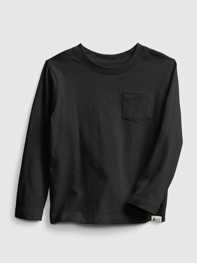 Black Long Sleeve Crew Neck Pocket T-Shirt (12mths-5yrs) (K12816) | £10