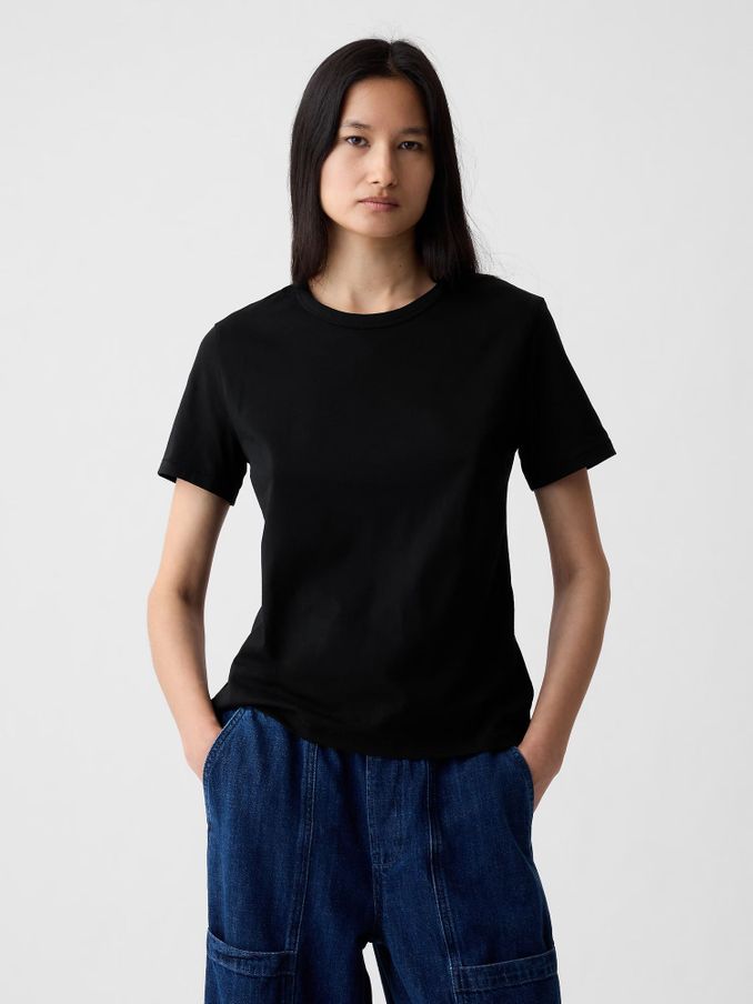 Black Vintage 100% Organic Cotton Crew Neck Short Sleeve T-Shirt (K15162) | £18