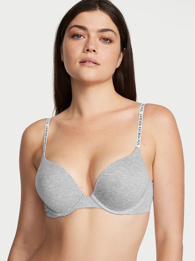 Grey Heather Strap Add 2 Cups Push Up Bra (K16065) | £45