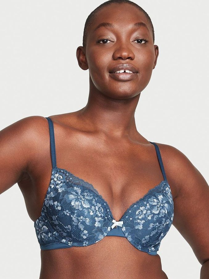Midnight Sea Blue Lace Full Cup Push Up Bra (K16067) | £19