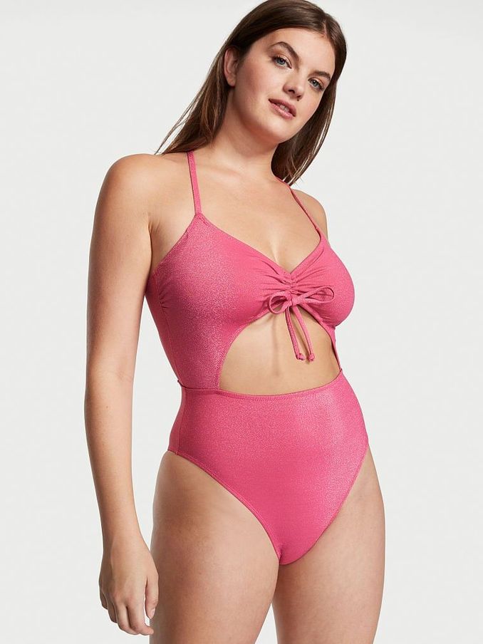 Forever Pink Shine Ruched Swimsuit (K16128) | £36