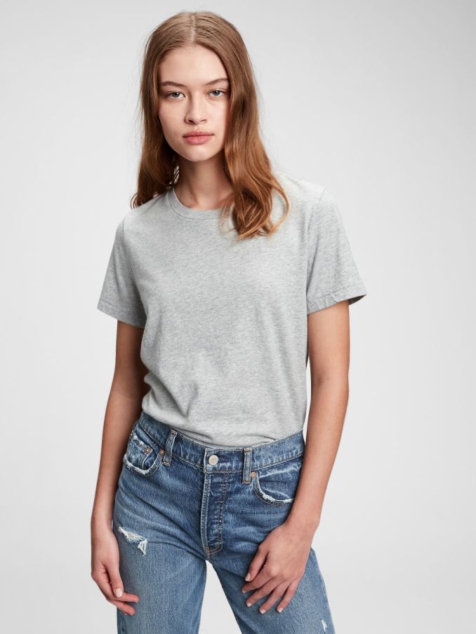 Grey Crew Neck Vintage 100% Organic Cotton Short Sleeve T-Shirt (K17442) | £18