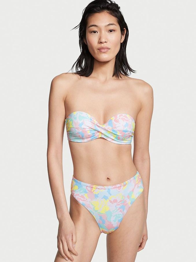Camo Floral Blue High Waisted Bikini Bottom (K17523) | £12
