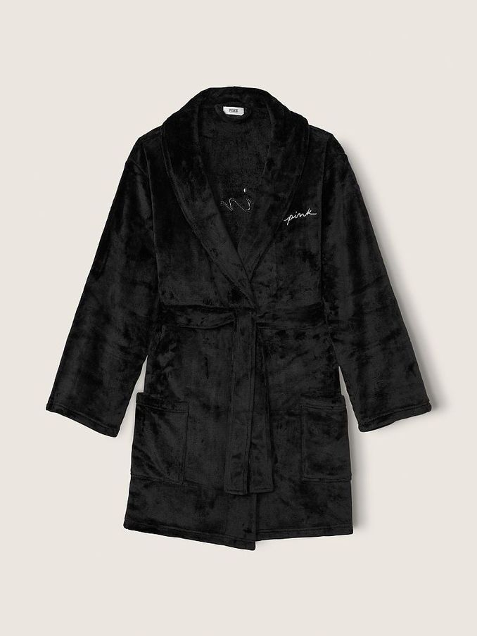 Pure Black Cosy Long Sleeve Dressing Gown (K21642) | £46