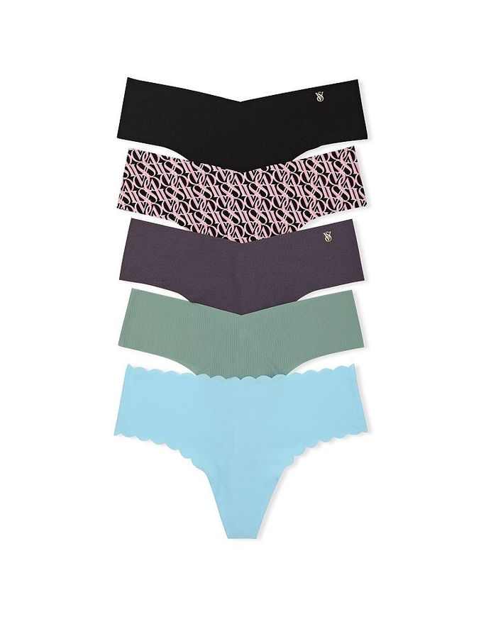 Pink/Yellow/White/Blue Thong 5 Pack Knickers (K22290) | £13