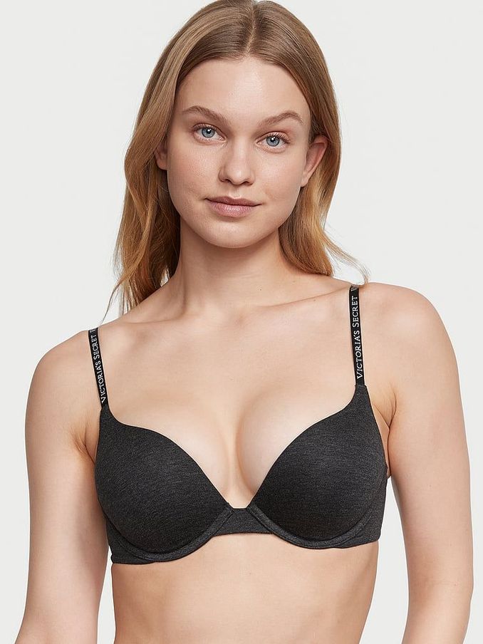Charcoal Heather Grey Strap Add 2 Cups Push Up Bra (K22577) | £45