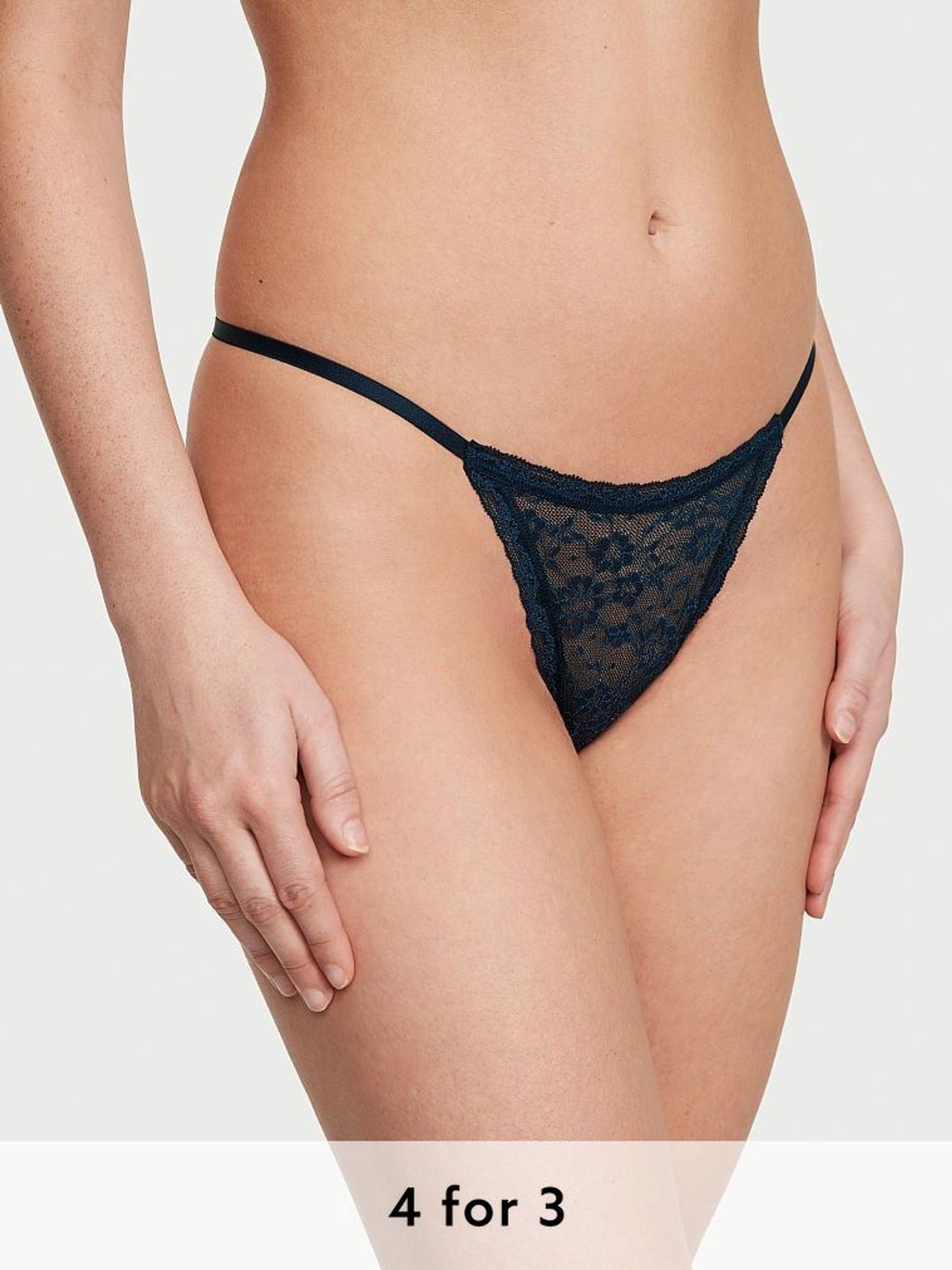 Noir Navy Blue Thong Knickers (K22780) | £9